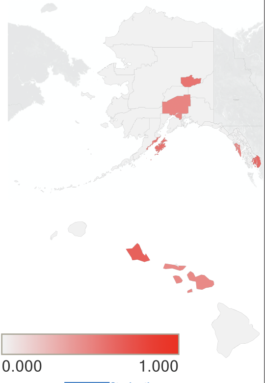 Figure 13: Map of Alaska Threats and scale
