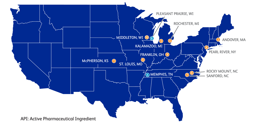 Figura 2: Instalaciones de Pfizer en los Estados Unidos (Inc., 2018)